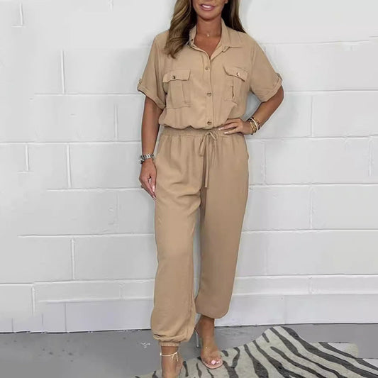 🌷2025 Ny försäljning🌷Kvinnors kortärmade utility jumpsuit