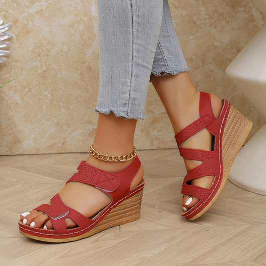 Wedge Ankle Strap Platform fotvalvsstöd sandaler för kvinnor