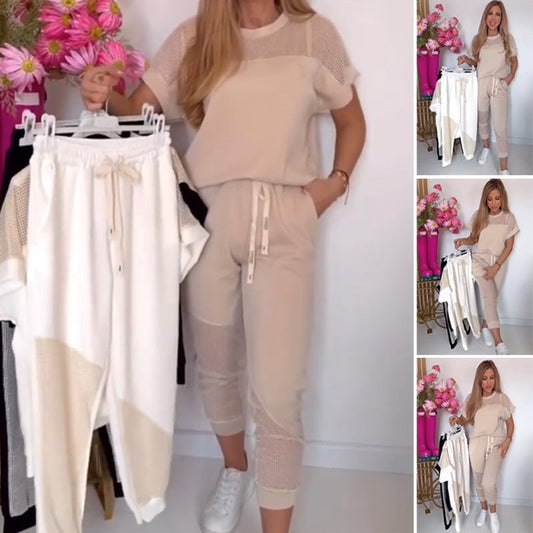 ⏳ Tidsbegränsad special⏰Kvinnor 2-delade outfits Casual T-Shirt & Crop Joggers