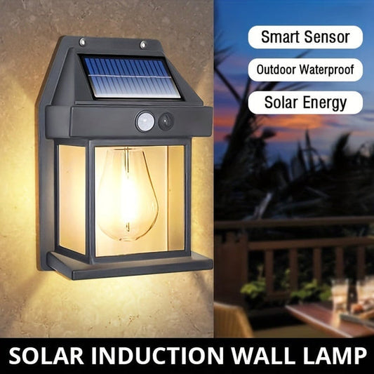 🔥Solcellslampa med rörelsesensor i volfram: ingen elförbrukning, 12 timmars batteritid och IP65! 🌙