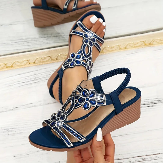🔥Sista dagen-kampanj 50 % RABATT – Damskor med strass och kilklack
