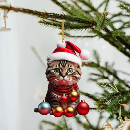 🎄10 stycken😻Katt julgran prydnad✨Hängande kattprydnader