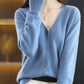 Elegant ullkofta med V-ringning för kvinnor
