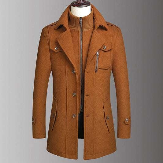 Vinterjackor för män Klassiska trenchcoats Långa trenchcoats för män Slim fit-överrockar Blandade ullvarma ytterkläder Vindjackor