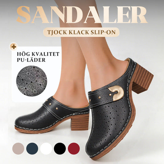Högklackade fotvalvsstöd sandaler med tjocka klackar och halvklackar