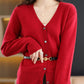 Elegant ullkofta med V-ringning för kvinnor