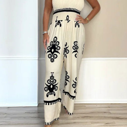 Ärmlös jumpsuit med vida ben och halter för kvinnor