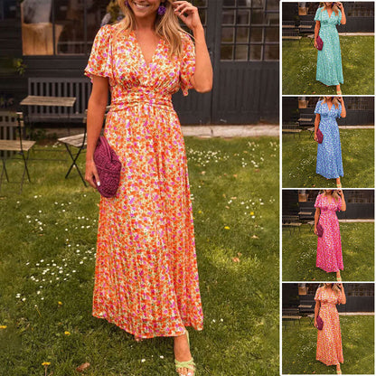 💐🌸Kvinnors söta vintage blommiga klänning
