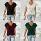 💥STOR REA👚Elegant kortärmad T-shirt med vriden V-ringning