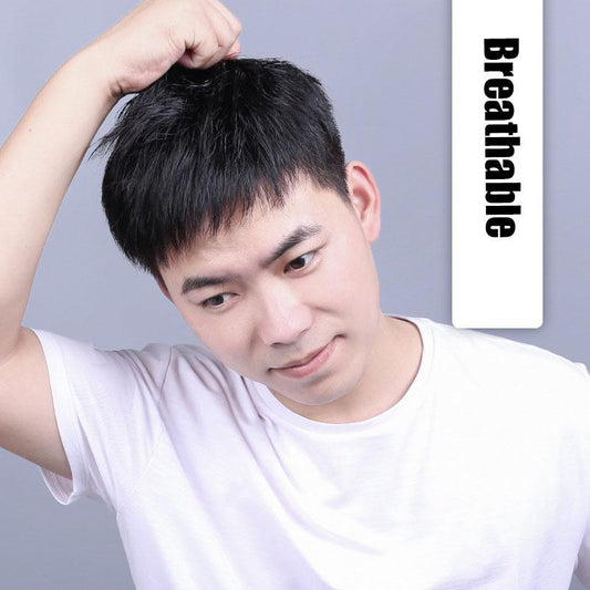 Lätt att bära och mycket stark 🙎Peruk för Manlig Kal Huvud