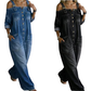 👗👖 Cold-shoulder jumpsuit med vida ben och fickor