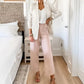 🔥2025 HOT SALE🥰Stretch Twill Cropped Byxor med vida ben