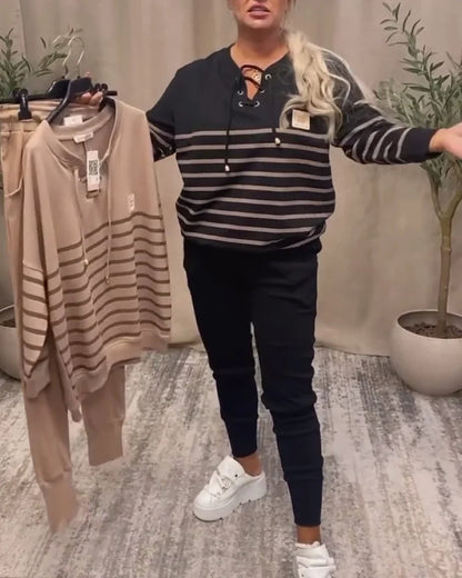 Casual tvådelade sportset med ränder