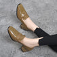 👠Kvinnor Slip On Chunky Loafers med medelhög klack