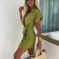 🌸Dam sexig bomulls- och linne jumpsuit med V-ringning