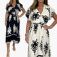 Sommar Ruffle Sleeves Tie V-Neck Klänning För Plus Size Flickor