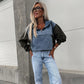 Denimjacka med huvtröja och dragsko för kvinnor
