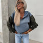 Denimjacka med huvtröja och dragsko för kvinnor