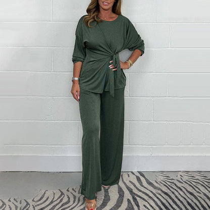 Damernas mjuka långärmade 2-delade set