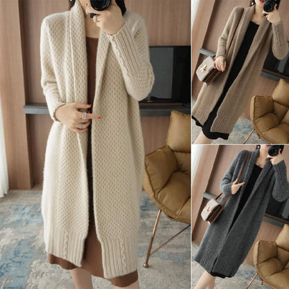 Stickad lång cardigan för kvinnor