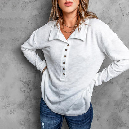 🏆2025 Ny Ankomst✨💐Kvinnor Casual Bekväm Knapp V-Neck Lapel Bottom Skjorta