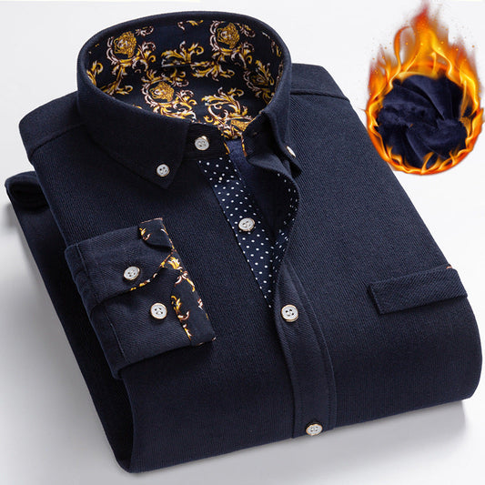 👔 50% RABATT NU! ✨ Herr Corduroyskjorta med Fleecefoder - Klassisk Snickarbyssnitt med Optimal Värme för Kallt Väder ❄️🛒