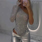 🎉Nyårsrea 50% rabatt 🛍️One Shoulder Sequin Bodysuit för kvinnor