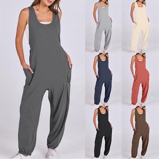 🏖️🌼 Ärmlös baggy jumpsuit för kvinnor