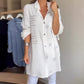 Långärmad denimblus med lösa uppslag