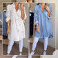 Långärmad denimblus med lösa uppslag