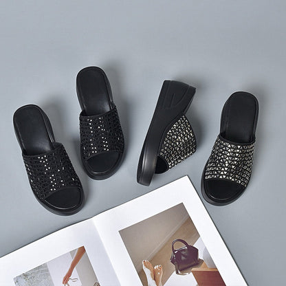👑【35-43】👡Skimrande kilklackssandaler för kvinnor