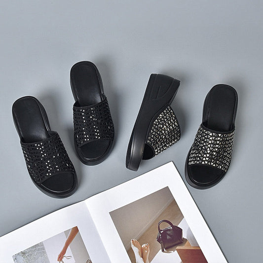 👑【35-43】👡Skimrande kilklackssandaler för kvinnor