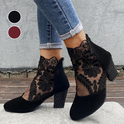 👢✨Höga klackar med spets för kvinnor, sommar och elegant