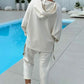 Kvinnors enfärgad tvådelade set i hoodie【Topp + byxor】
