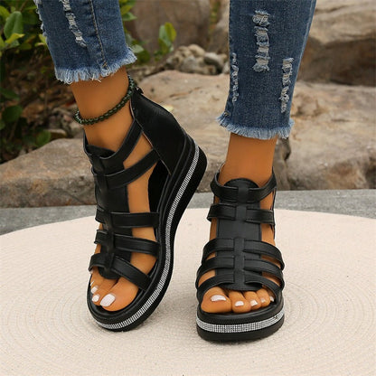 Wedge-sandaler med dekor av strass