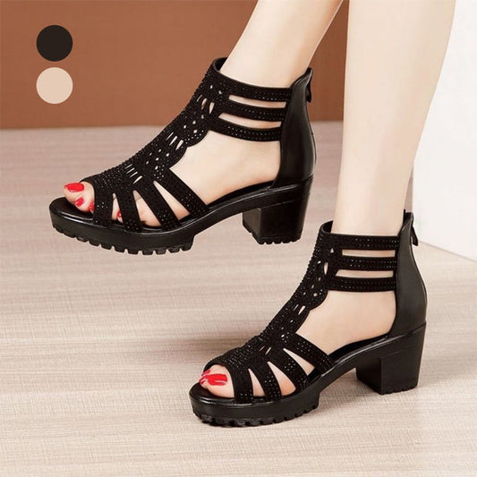 Anti-slip Peep-Toe Chunky Sandaler för kvinnor
