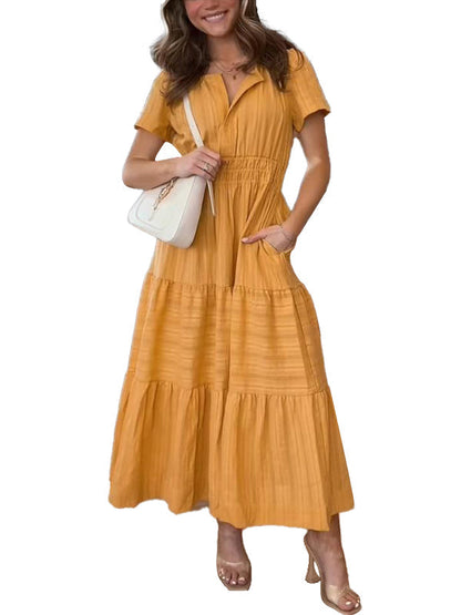 🌸Vårspecialer🌸Kvinnors långa flödande A-linje Boho klänning
