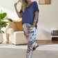 💐2-delad outfit för kvinnor - enfärgad blus och avslappnade byxor med blommigt tryck👚👖