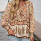 💖Sista dagens försäljning. 50 % rabatt.💖Dammodetydig tryckt v-halsad langärmad skjorta