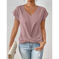 💥STOR REA👚Elegant kortärmad T-shirt med vriden V-ringning