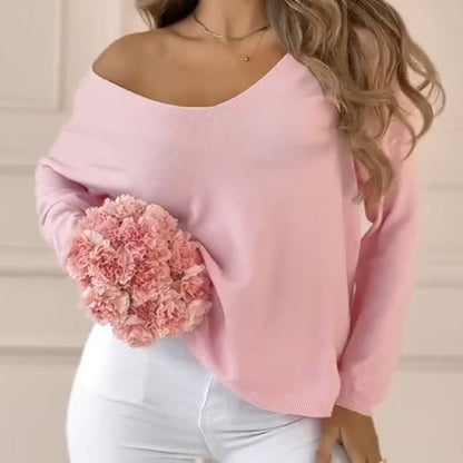 Löstoff Shoulder långärmad topp för kvinnor
