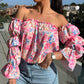 Smockad Off shoulder-topp med blommönster