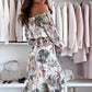 💖Floral Print Off-Shoulder Top & Maxi Skirt Tvådelat Set