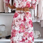 💖Floral Print Off-Shoulder Top & Maxi Skirt Tvådelat Set