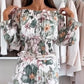 💖Floral Print Off-Shoulder Top & Maxi Skirt Tvådelat Set
