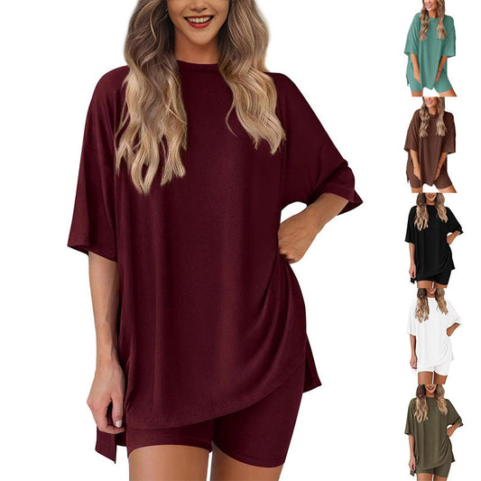 2025 Sommar Casual Oversized Skjorta Shorts Matchande Tvådelat Casual Set för kvinnor