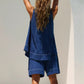 🏖️Sommar Hot Sale 49% OFF🌼Kvinnor Rundhalsat linne och shorts med hög midja Set
