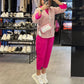 Dammode Tryckt topp & avslappnade byxor med hög midja och ankel