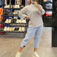 Dammode Tryckt topp & avslappnade byxor med hög midja och ankel