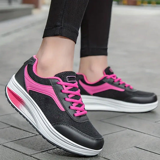 Casual, ventilerade sneakers med tjock sula för damer